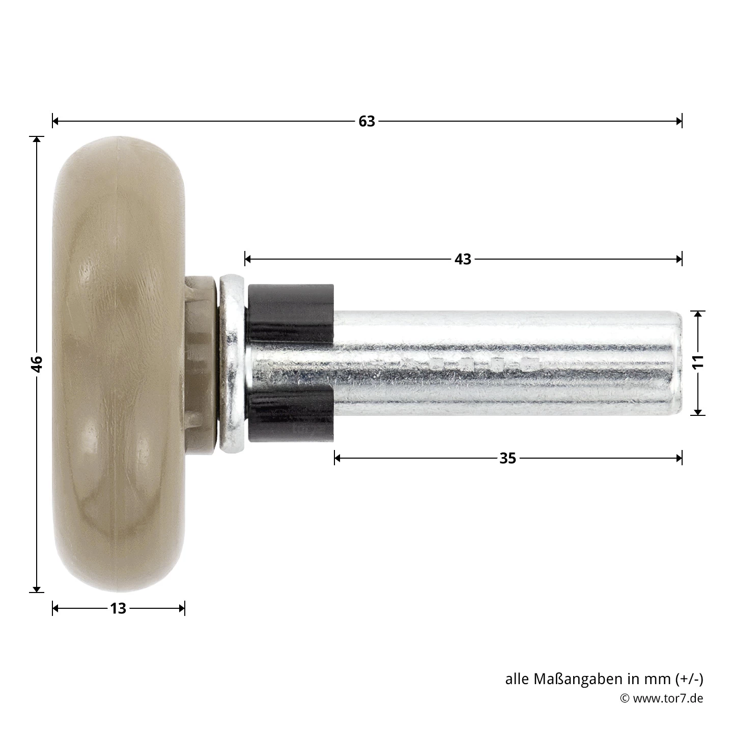 Hörmann Laufrolle Mit Gleitlager Und Distanzhülse, Braun 7 Hörmann Laufrolle Mit Gleitlager Und Distanzhülse, Braun – Bild 5
