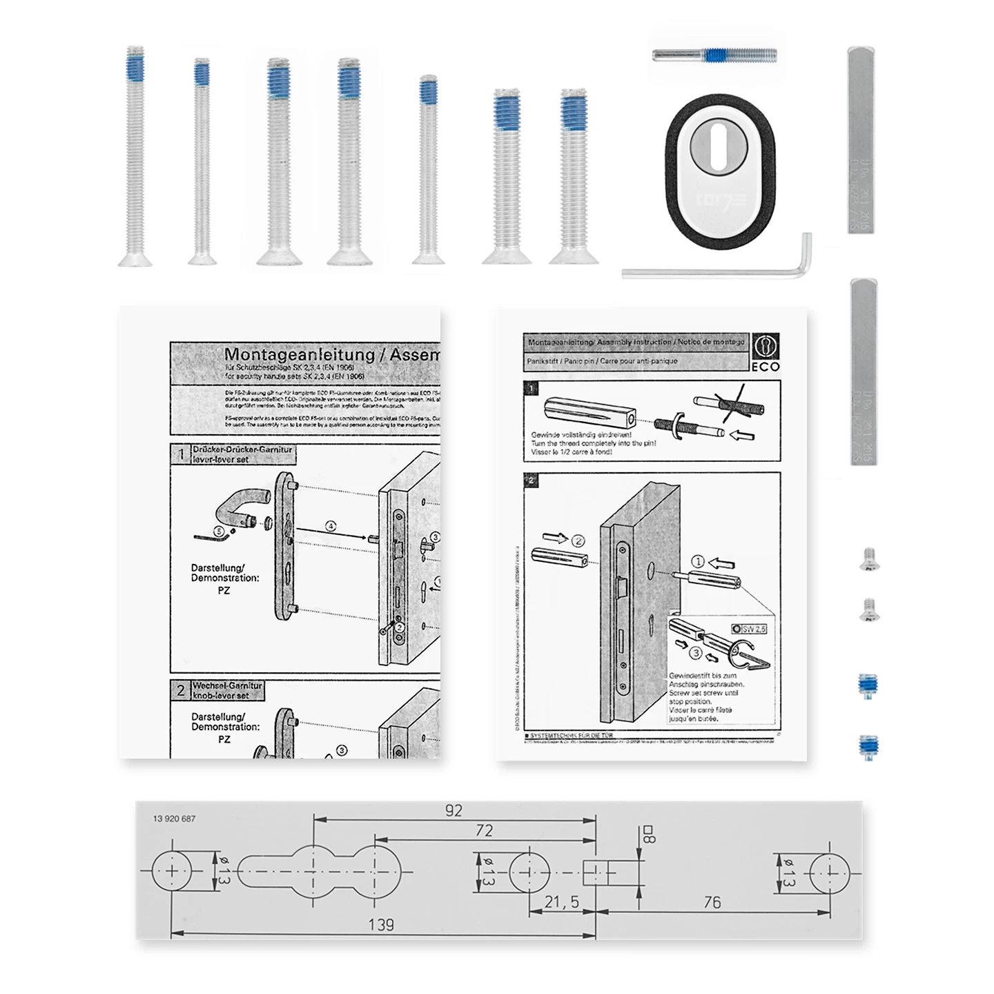 Hörmann FS Panikgarnitur D110 Langschild PZ ES2, Alu 8 Hörmann FS Panikgarnitur D110 Langschild PZ ES2, Alu – Bild 6