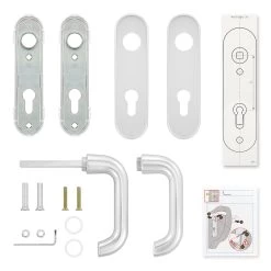 Hörmann Drückergarnitur D110 Kurzschild PZ, Alu 12 Hörmann Drückergarnitur D110 Kurzschild PZ, Alu -Heimwerkzeuge 449910 hoermann drueckergarnitur mit kurzschild pz gelocht alu lieferumfang