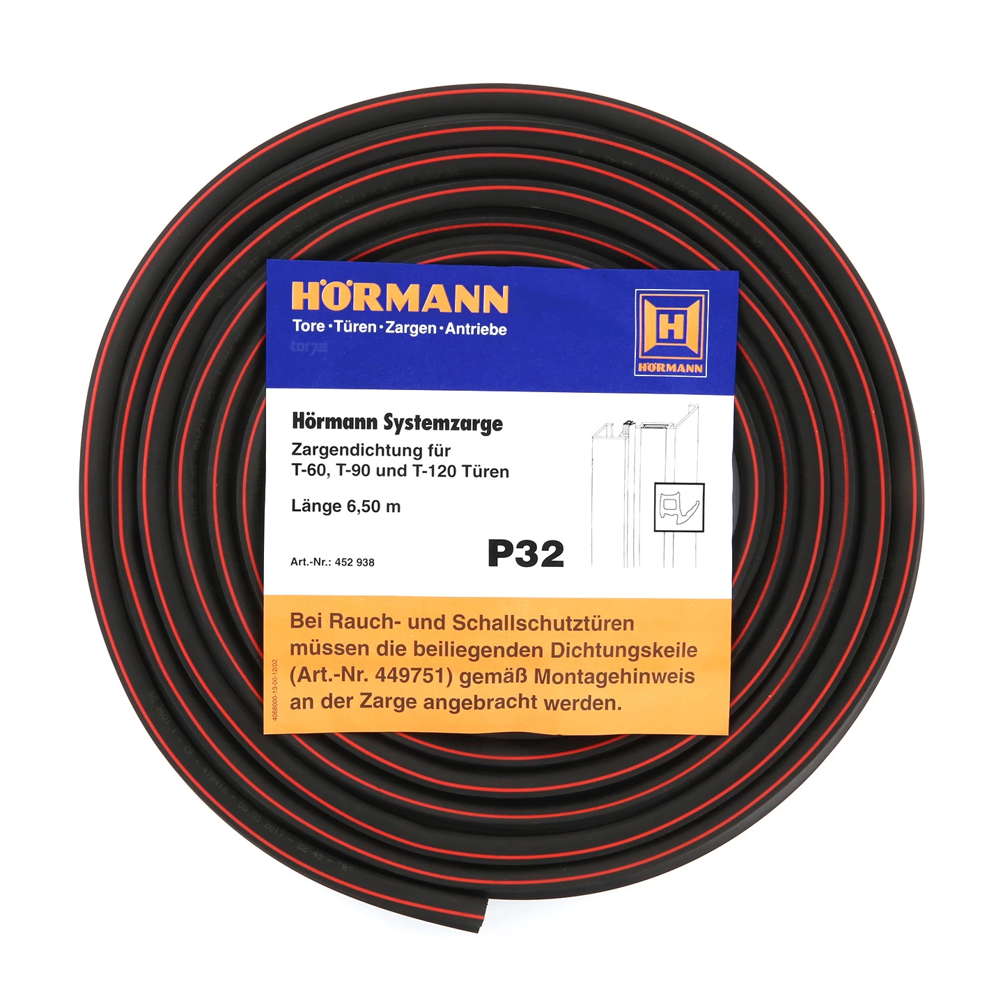 Hörmann Zargendichtung Für T-60-, T-90- Und T-120-Türen, P32, Länge 6,50 Meter Mit Dichtungskeil 3 Hörmann Zargendichtung Für T-60-, T-90- Und T-120-Türen, P32, Länge 6,50 Meter Mit Dichtungskeil
