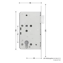 Hörmann Panikschloss 1201 PZ Für Stahltüren, Links -Heimwerkzeuge 478749 hoermann panikschloss 1201 pz dornmass 65 funktion e li masse seite