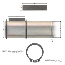 Hörmann Steckwelle Für STA 400 Schiebetorantrieb -Heimwerkzeuge 638939 hoermann steckwelle fuer sta 400 schiebetorantrieb bemassung bolzen2