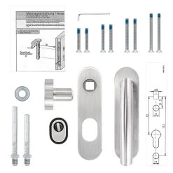 Steinau FS ES1-K Sicherheitsbeschlag, Typ D 510, Edelstahl Matt -Heimwerkzeuge ste810113 steinau fs es1 k sicherheitsbeschlag typ d 510 edelstahl matt lieferumfang